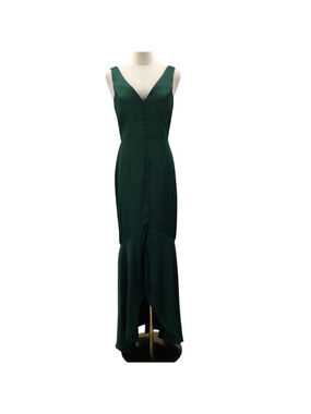 FORMAL PARTY AW BRIDAL 4 S hunter green hi low bridesmaid maxi dress NEW 0B8